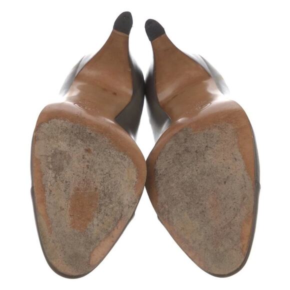 Chanel Vintage Interlocking CC Logo Leather Pumps by Lagerfeld‎ Gray Grey 37.5 - Picture 4 of 13